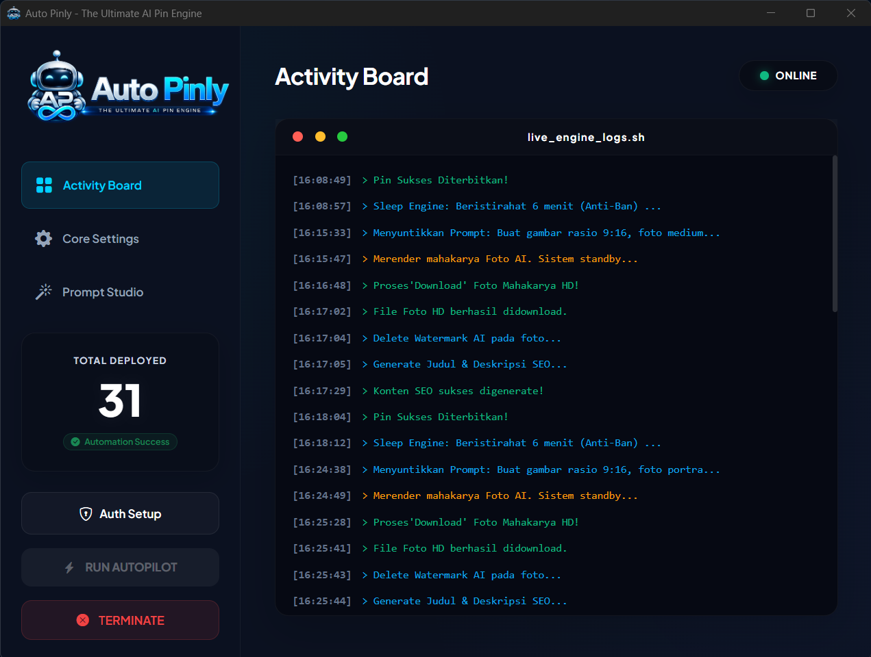 Dashboard Auto Pinly